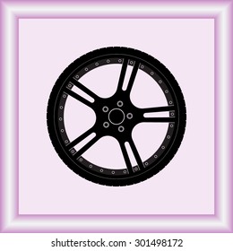 Car wheel sign icon, vector illustration. Flat design style