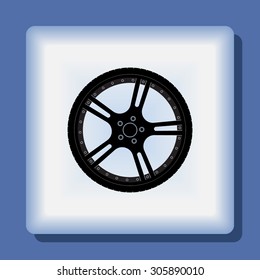Car wheel sign icon, vector illustration. Flat design style