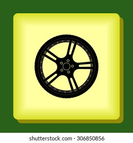 Car wheel sign icon, vector illustration. Flat design style