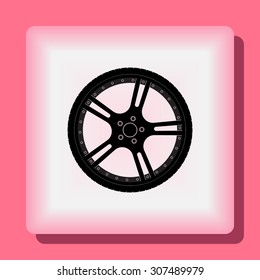 Car wheel sign icon, vector illustration. Flat design style