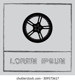 Car wheel sign icon, vector illustration. Flat design style