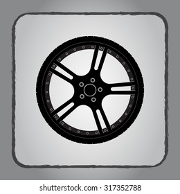 Car wheel sign icon, vector illustration. Flat design style