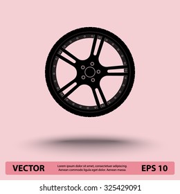 Car wheel sign icon, vector illustration. Flat design style