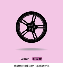 Car wheel sign icon, vector illustration. Flat design style