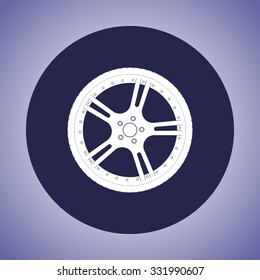 Car wheel sign icon, vector illustration. Flat design style