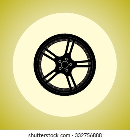 Car wheel sign icon, vector illustration. Flat design style