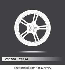 Car wheel sign icon, vector illustration. Flat design style
