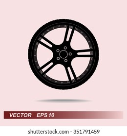 Car wheel sign icon, vector illustration. Flat design style