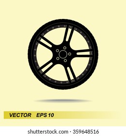 Car wheel sign icon, vector illustration. Flat design style