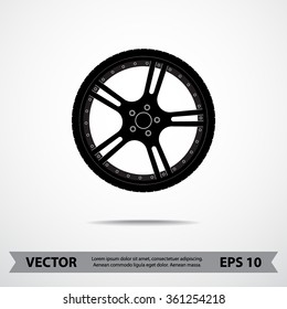 Car wheel sign icon, vector illustration. Flat design style