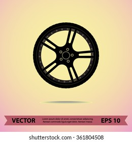 Car wheel sign icon, vector illustration. Flat design style