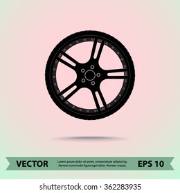 Car wheel sign icon, vector illustration. Flat design style