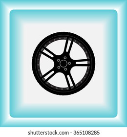 Car wheel sign icon, vector illustration. Flat design style
