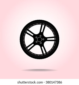 Car wheel sign icon, vector illustration. Flat design style