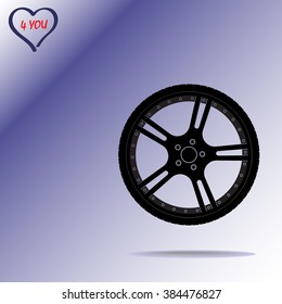 Car wheel sign icon, vector illustration. Flat design style