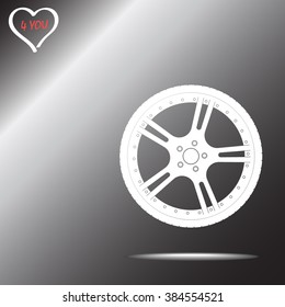Car wheel sign icon, vector illustration. Flat design style