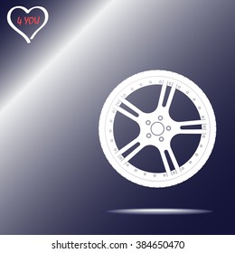 Car wheel sign icon, vector illustration. Flat design style