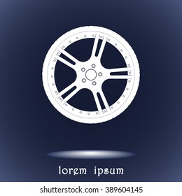 Car wheel sign icon, vector illustration. Flat design style