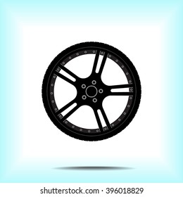 Car wheel sign icon, vector illustration. Flat design style