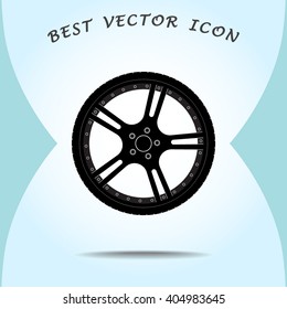 Car wheel sign icon, vector illustration. Flat design style