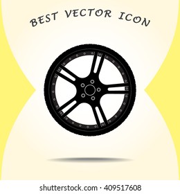 Car wheel sign icon, vector illustration. Flat design style