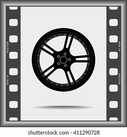 Car wheel sign icon, vector illustration. Flat design style