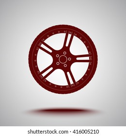 Car wheel sign icon, vector illustration. Flat design style