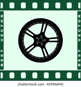 Car wheel sign icon, vector illustration. Flat design style