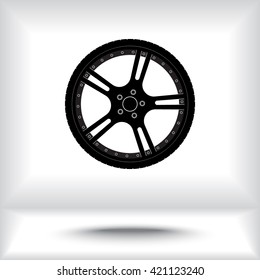 Car wheel sign icon, vector illustration. Flat design style