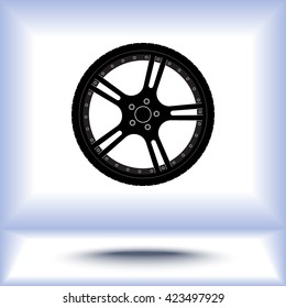 Car wheel sign icon, vector illustration. Flat design style