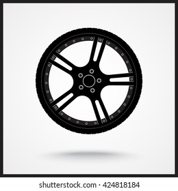 Car wheel sign icon, vector illustration. Flat design style