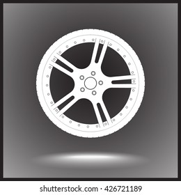 Car wheel sign icon, vector illustration. Flat design style