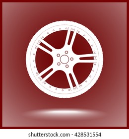 Car wheel sign icon, vector illustration. Flat design style