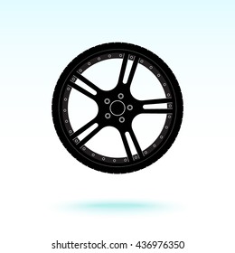 Car wheel sign icon, vector illustration. Flat design style