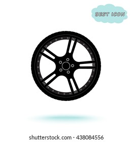 Car wheel sign icon, vector illustration. Flat design style