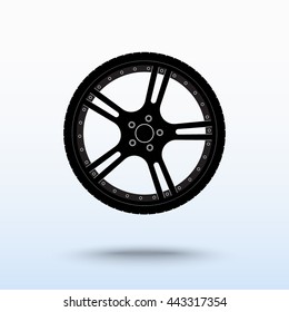 Car wheel sign icon, vector illustration. Flat design style