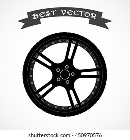 Car wheel sign icon, vector illustration. Flat design style