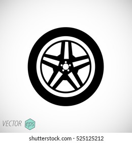 Car wheel sign icon, vector illustration. Flat design style