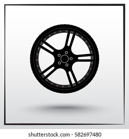 Car wheel sign icon, vector illustration. Flat design style