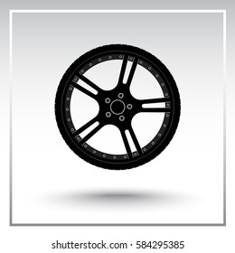 Car wheel sign icon, vector illustration. Flat design style