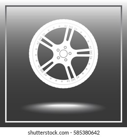 Car wheel sign icon, vector illustration. Flat design style