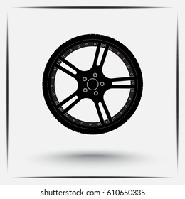 Car wheel sign icon, vector illustration. Flat design style