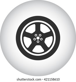 Car wheel sign simple icon on  background