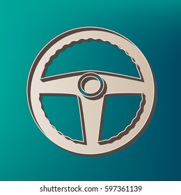 Car wheel sign. Vector. Icon printed at 3d on sea color background.