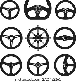 Arquivo de corte de pacote de silhueta de roda de carro, Silhueta de volante, Roda de barco, Capitão Navio Vela Volante Vetor Ilustração