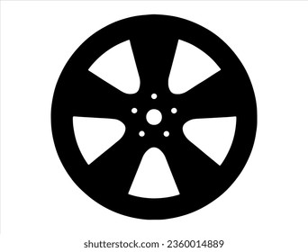 Car wheel silhouette vector art white background