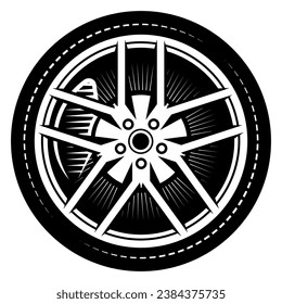 Car wheel. Sports disc and tire assembly. Vector template for design.