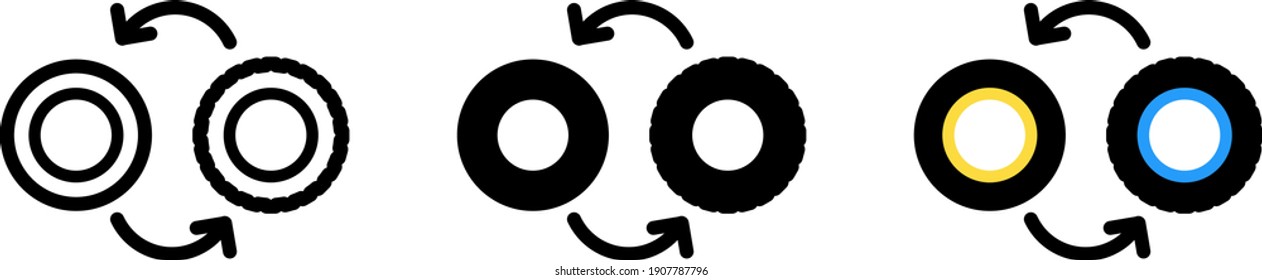 Car wheel summer and winter icon