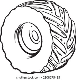 Car Wheel Tire Doodle Style Sketch Stock Vector (Royalty Free) 2108275415