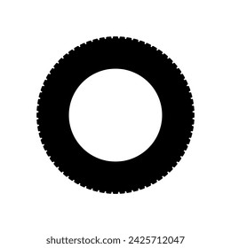 Car Wheel or Car Tire Icon Symbol. Vector Illustration Isolated on White Background. 